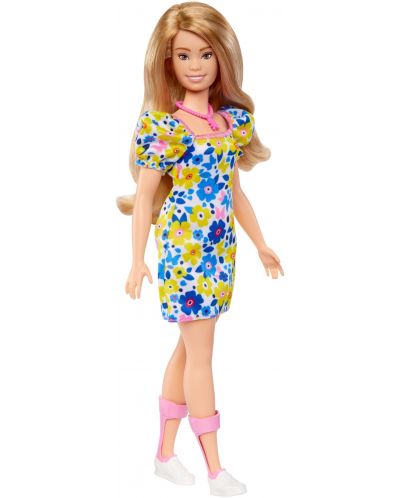 Кукла Barbie Fashionistas 208 - С жълто-синя рокля на цветя - 1